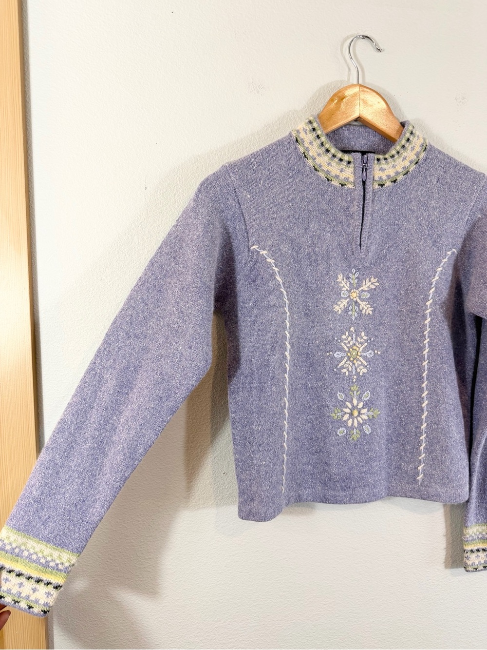 Icelandic Design Quarter Zip Sweater Size S Atlandia 2005 Purple Silk Angora - Picture 4 of 10